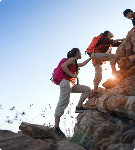 a group of people hiking