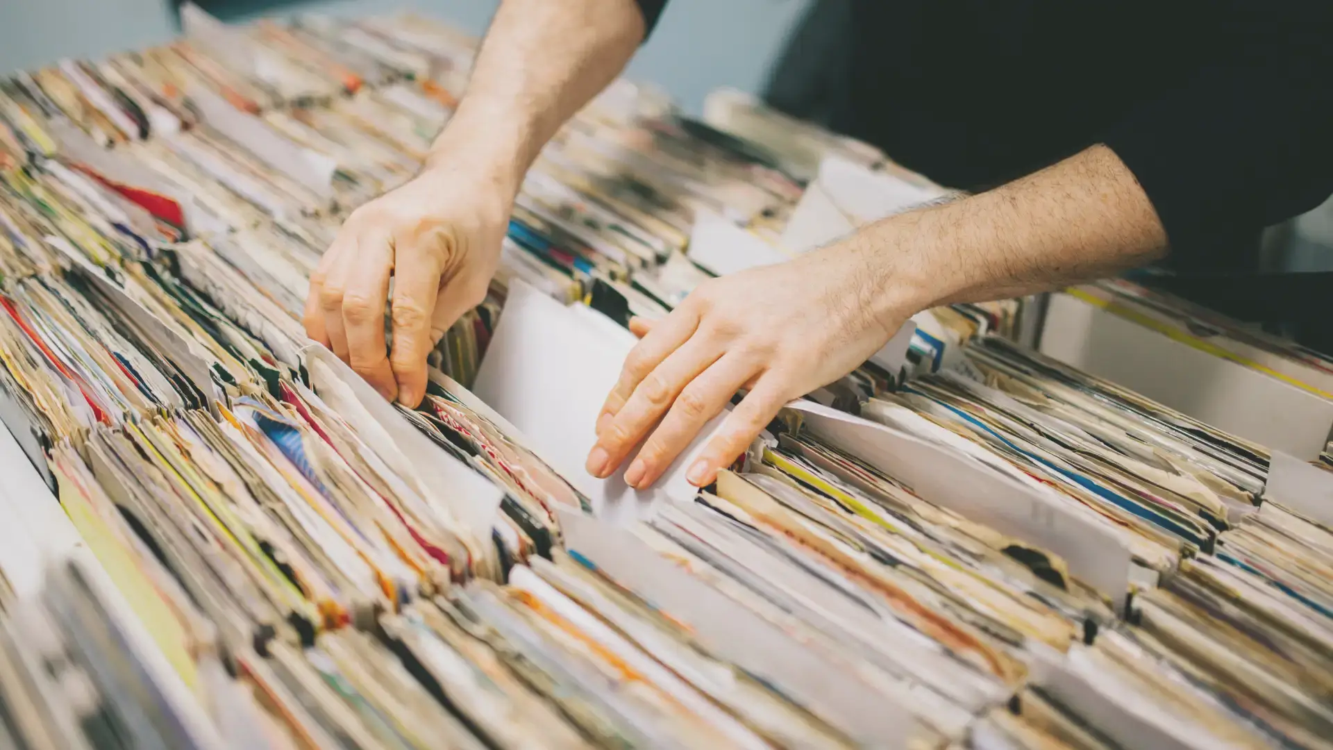 person organizing files for a business