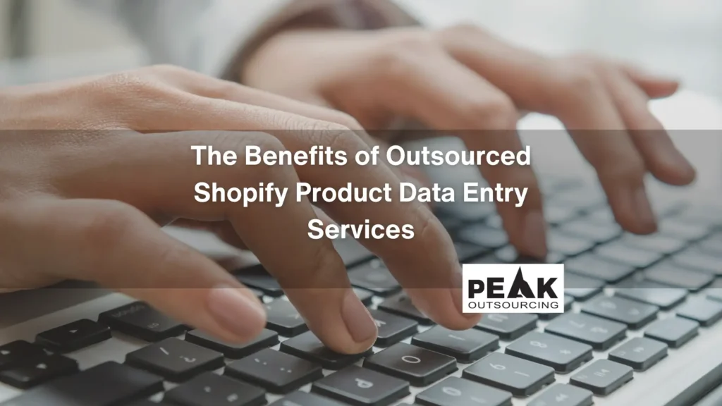 The Benefits of Outsourced Shopify Product Data Entry Services Image, Close-up of hands typing on a keyboard, symbolizing efficient Shopify product data entry
