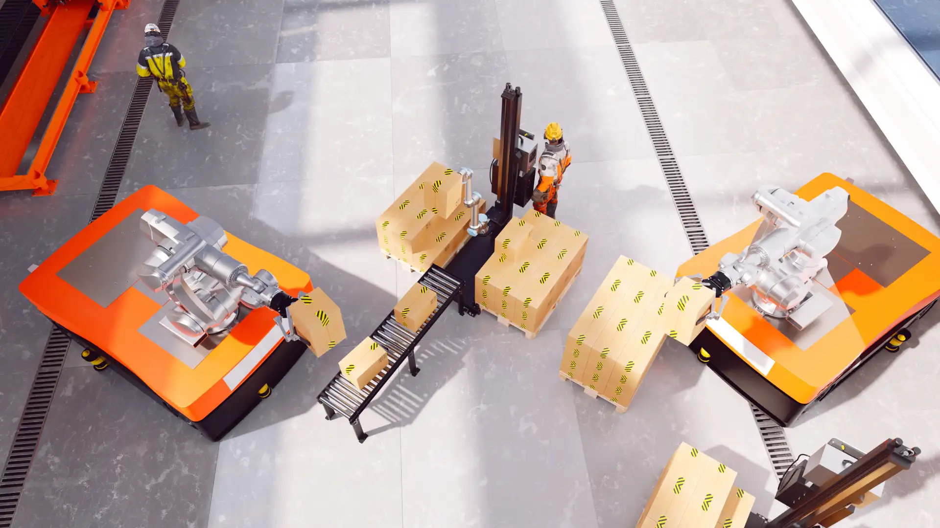 Automated shipping machinery organizing packages, representing modern improvements in shipping processes.
